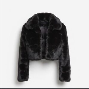 Elegant Black Faux Fur Jacket